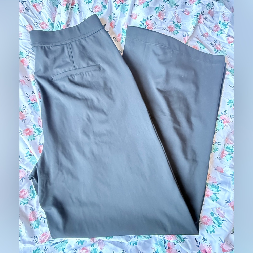 NWT ViralHalara Wide Leg Work Pants Black High Waisted Stretch Athleisure Size L